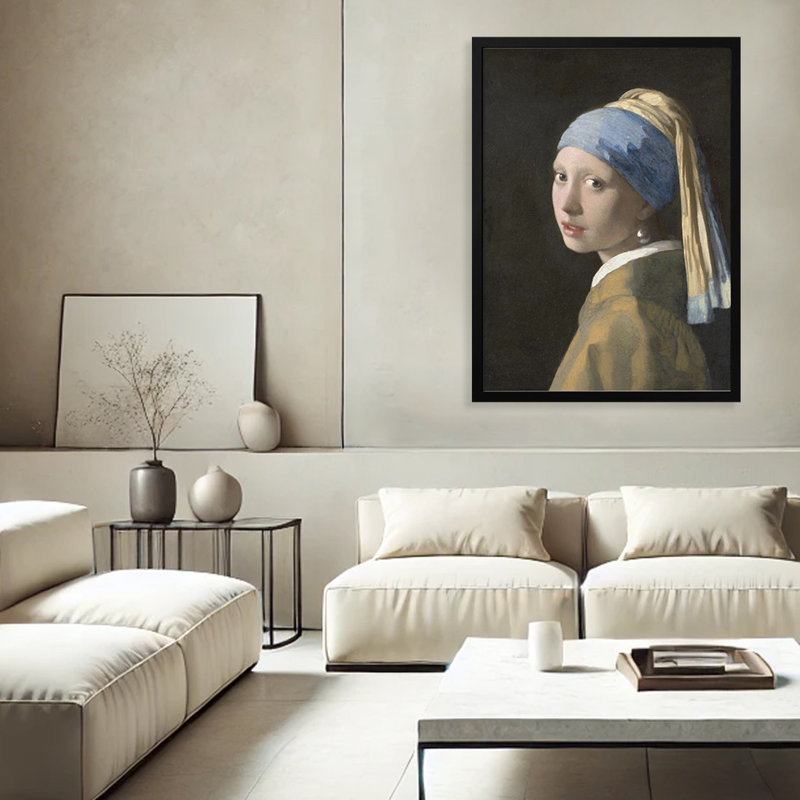 Classic Elegance "Girl with a Pearl Earring" Framed Print Wall Art, 10" H x 8" W 