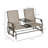 Patio Glider With Middle Table - Metal Frame In Brown Double Gliding Fun, Breathable Seating, Steel For Backyard And Use Porch Bench Garden Frame, Fabric, Energy Design