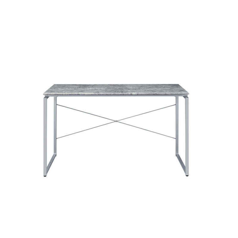 Jurgen Faux Concrete & Silver Finish Writing Desk (Not Including Office Chair), Gray/Silver