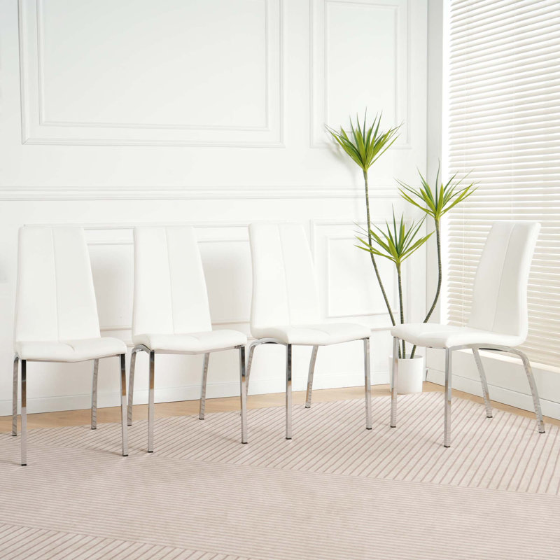 Chaise rembourrée Modern, Argent argent, Blanc
