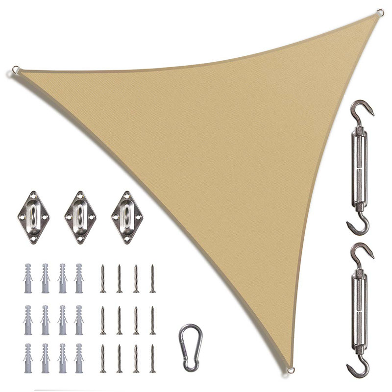 Amgo Triangle Sun Shade Sail with Hardware Kit, 10 ft. x 10 ft., Sand Beige