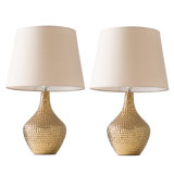 Aafko 56Cm Gold Table Lamp Set