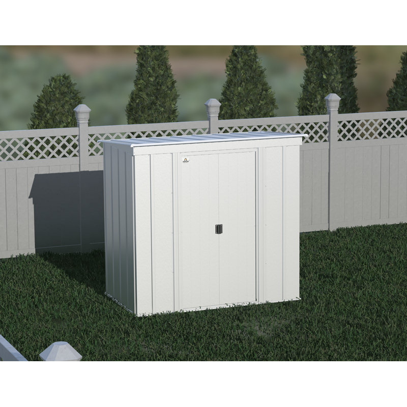 Light Gray 6' x 4' Galvanized Steel Storage Shed