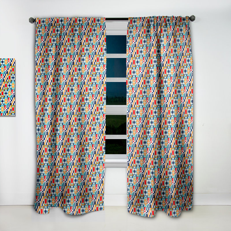 Panneau de rideau simple occultant et coloré avec motif géométrique coloré, L 52 po x L 84 po