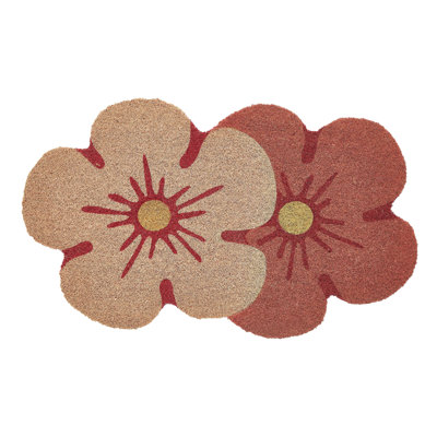  Home Floral Shape Die Cut Outdoor Coir Doormat, 18" x 30"