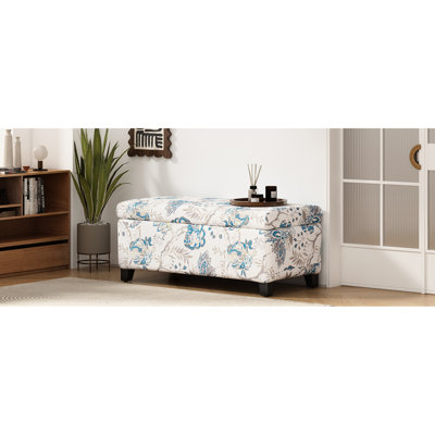 Storage Ottoman, Upholstered  Footrest With Soft-Close Hinges For Living Room, Bedroom