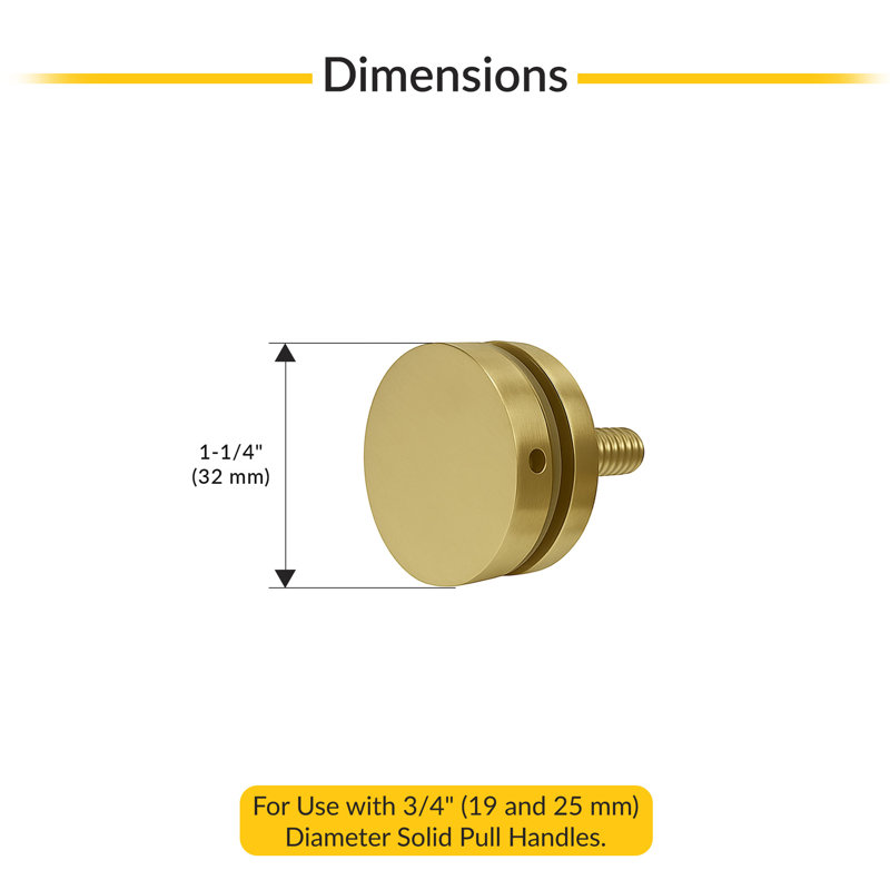 Replacement Washer Or Stud Kit For Single Sided Solid Pull Handle 1-1/4" Washer Diameter Satin Brass Finish, Satin Brass