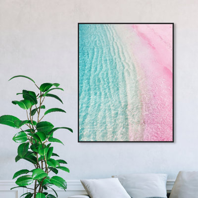 Licorne nautique et côtière, rose moderne et contemporain - impression