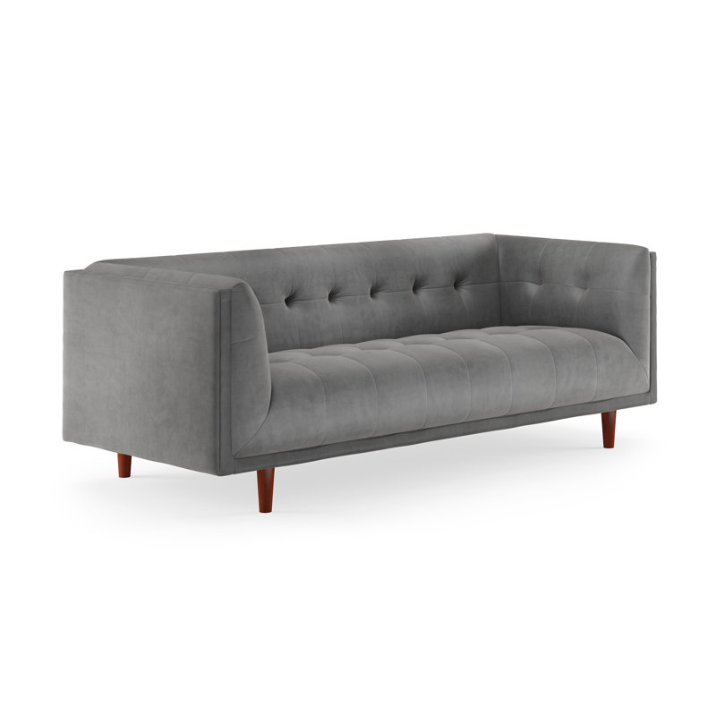 George 82'' Velvet Sofa, Platinum Grey Velvet