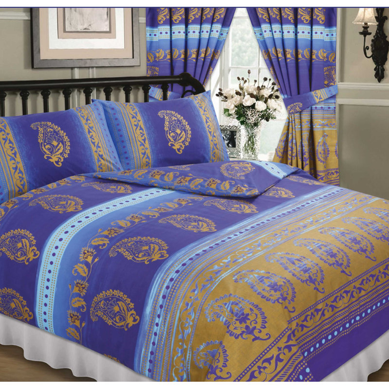 KASHMIR Cryal Duvet Cover Set, Blue, Double Duvet Cover + 2 Standard Pillowcases
