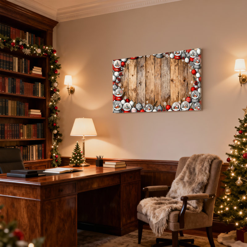 «Christmas Christmas Snow Globes», ensemble de 3 impressions sur toile encadrées, H 24 po x l 36 po