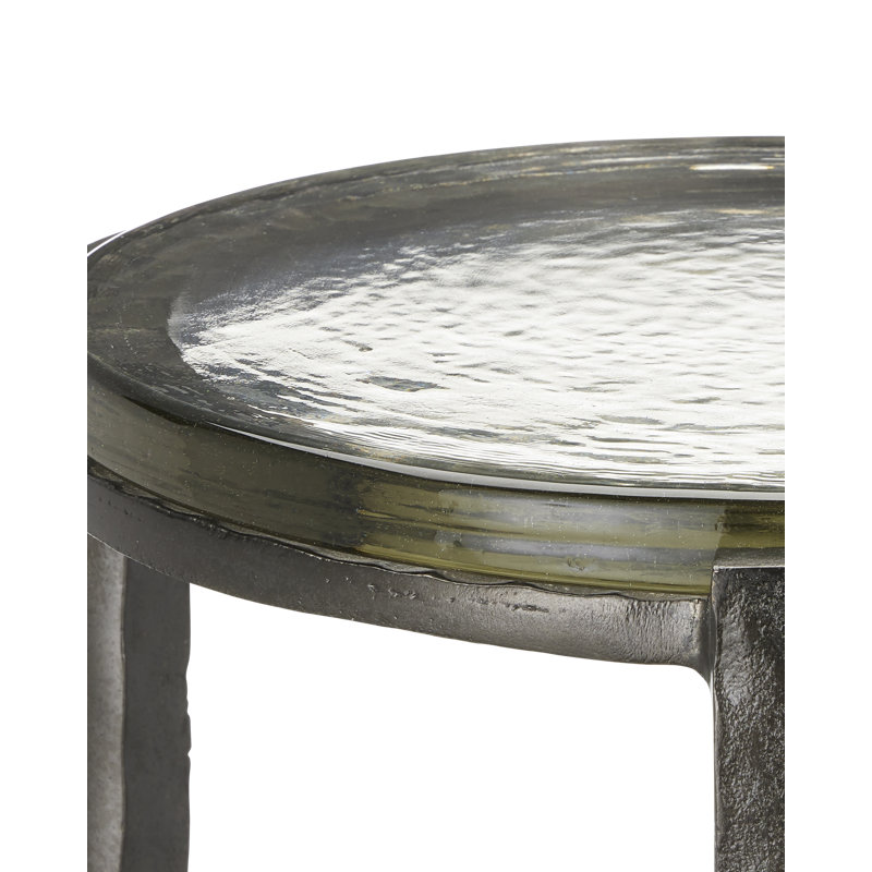 Acea Glass End Table, Graphite, 23.5" H x 12" W x 12" D