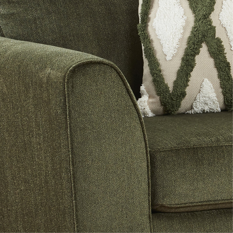 Causeuse de salon Marvella avec revêtement en chenille Mosswood et coussins décoratifs texturés