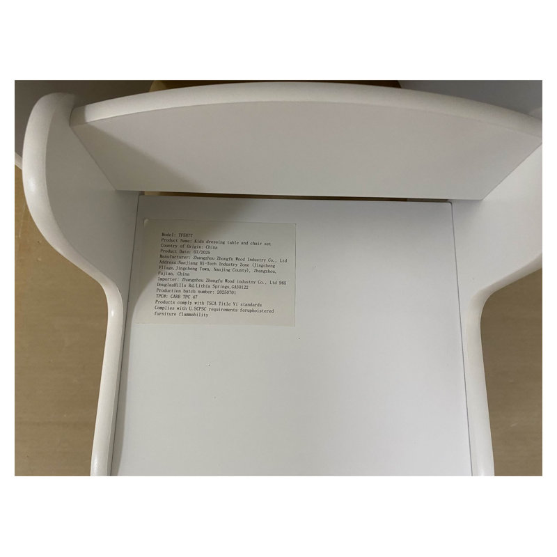 Ensemble de coiffeuse pour enfants avec miroir et chaise, coiffeuse en bois blanc
