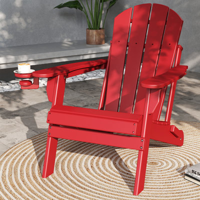 HDPE Folding Outdoor Adirondack Chair With Cup Holder