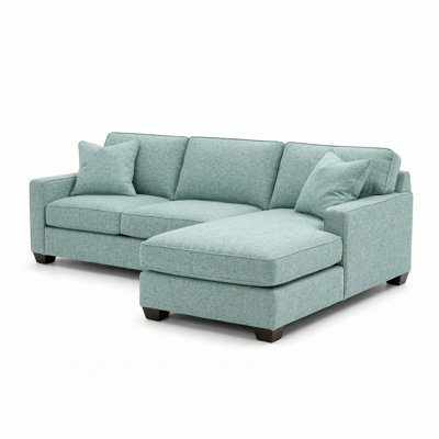 Clifford Sectional – Made in USA, 5-Day Shipping, Custom Fabric Options, L-Shaped Sectional Wholesale Sectional Furniture - Leslie Robins Egg - Seafoam Green