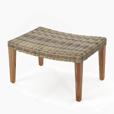 WOOD + WICKER OTTOMAN