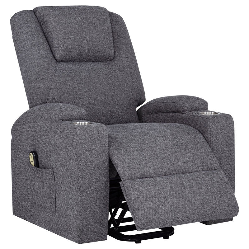 Louie Chenille Upholstered Power Lift Massage Chair Grey, Gray