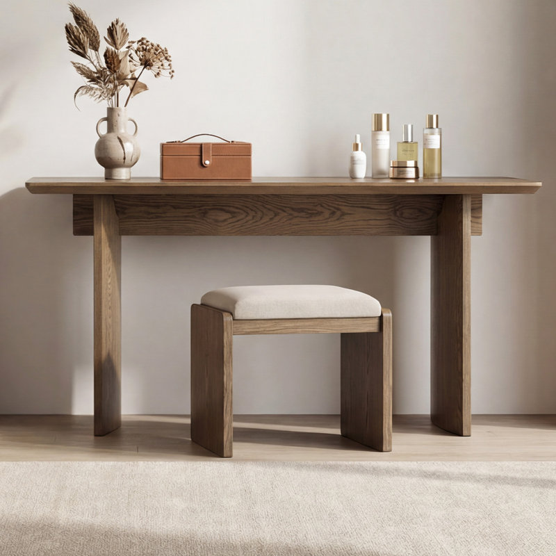 Modern Writing Desk, Computer Table, Vanity Desk for Home & Office, Brown