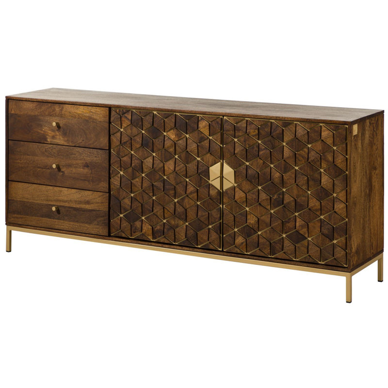 Diamond 180 Cm Wide 3 Drawer Solid Wood Sideboard, Oiled Brown
