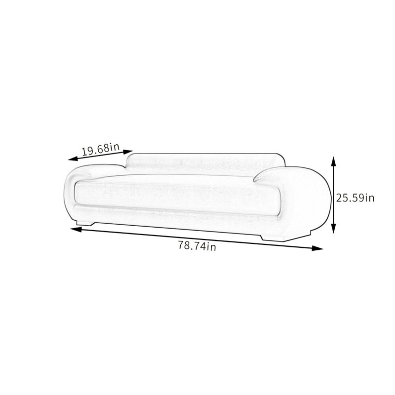 Banc rembourré Classic Fashion, Blanc cassé, H 25,59 po x l 78,74 po x P 19,68 po