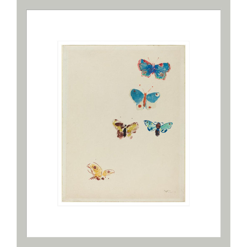 Cinq papillons par Odilon Redon, 15.89" H x 13.75" W