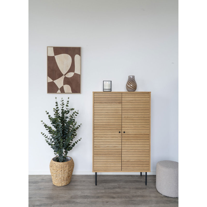 Minburn Oak Veneer, Melamine, MDF, Steel Standard Accent Cabinet, Oak