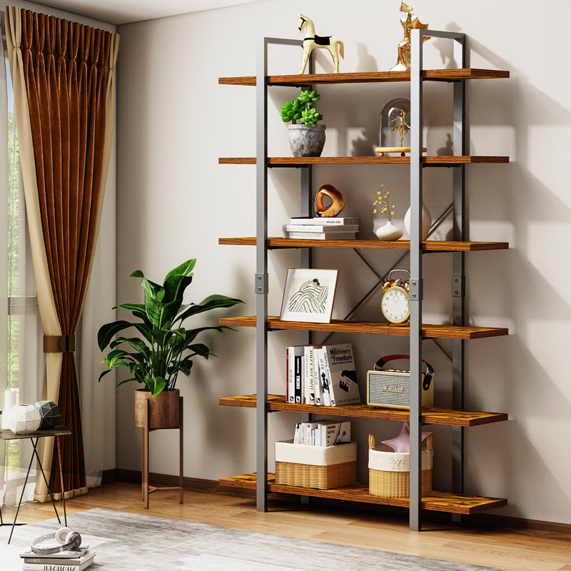 83"H X 41"W Vintage Industrial Etagere Bookcase For Living Room, Office, Kitchen