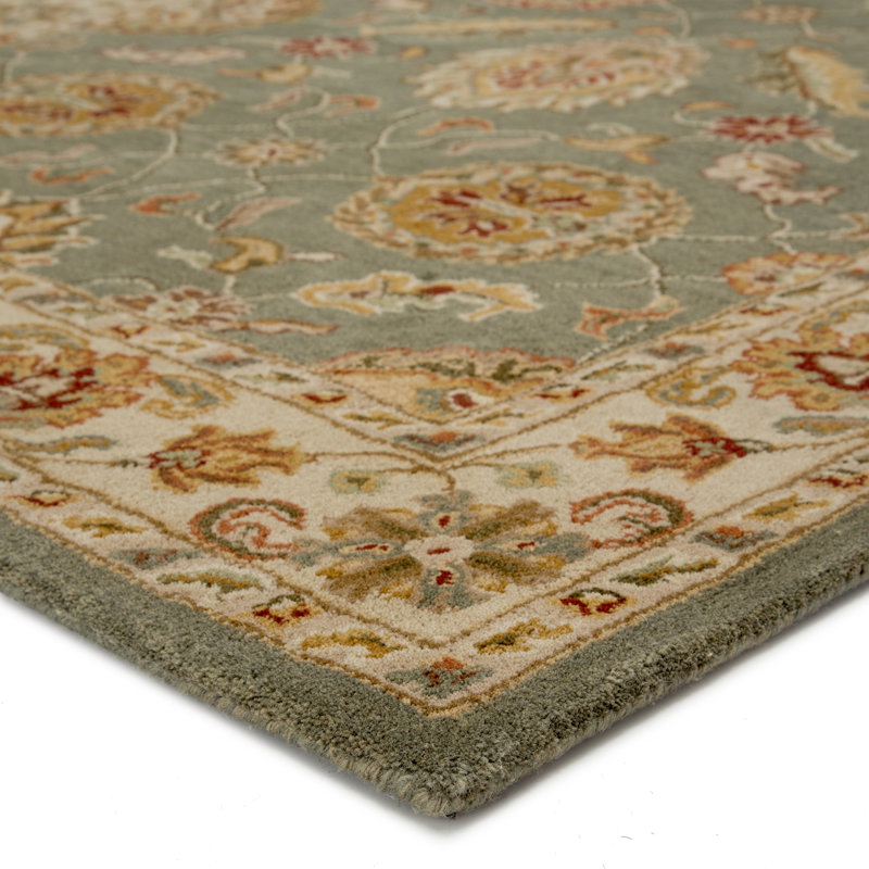 Jaipur Living Callisto Handmade Floral Green Beige Oval Area Rug, Rectangle 4' x 8'