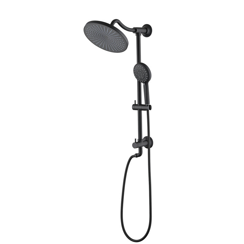 Spa mat noir à double pomme de douche - 5 réglages manuels de réglage de jet mural de 1,8 gal / min résistant aux trous de la main de la corrosion
