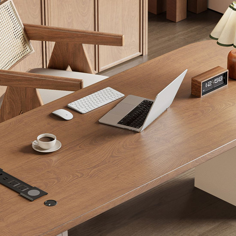 Bureau double caisson en bois massif avec tiroirs Nut-brown, H 29,53 po x l 62,99 po x P 31,5 po, Oui