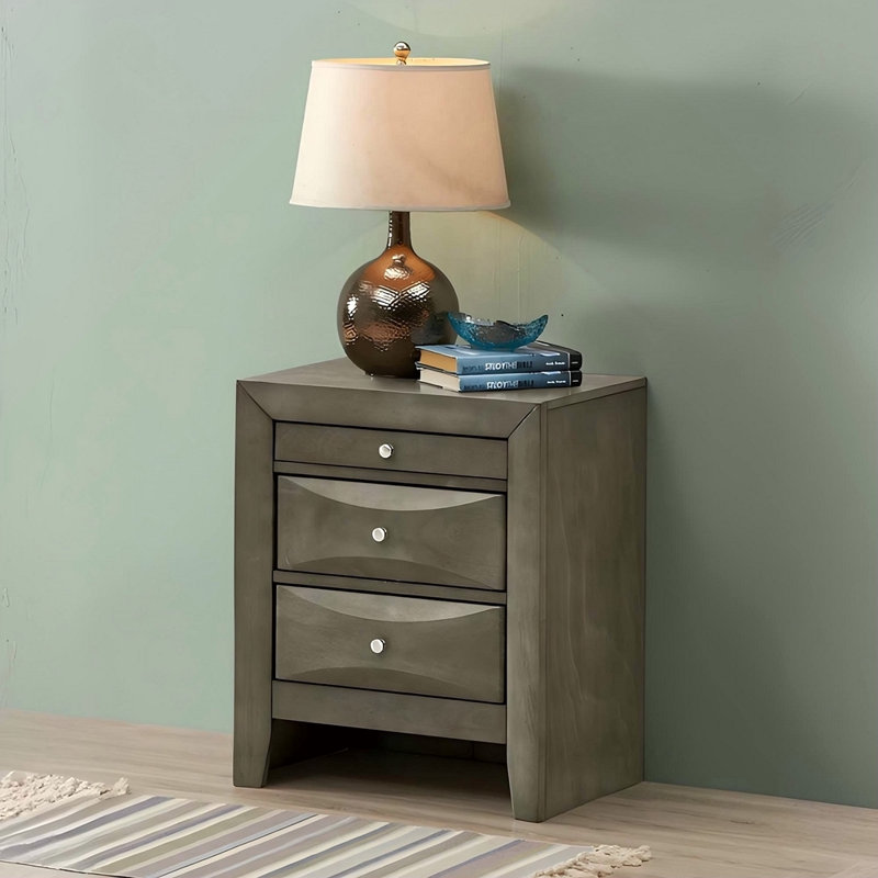 Elegant Gray Storage Nightstand