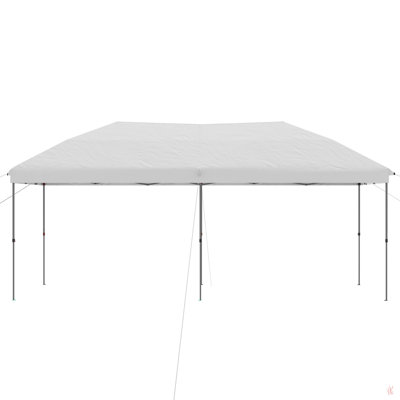 Outsunny 10' X 19' Pop Up Canopy With Easy Up Steel Frame, 3-Level Adjustable Height And Carrying Bag, Sun Shade Event Party Tent For Patio, Backyard, Garden, Off-White