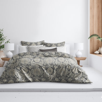 Mocha/Charcoal Standard Cotton 2 Piece Indali Comforter Set