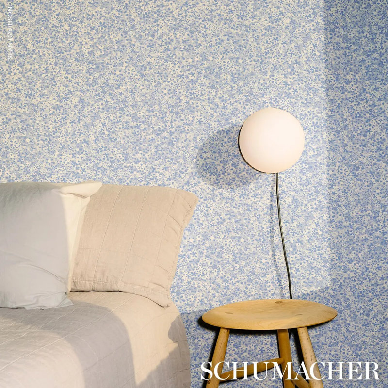 Schumacher x Backdrop Superbloom Wallpaper, Cornflower