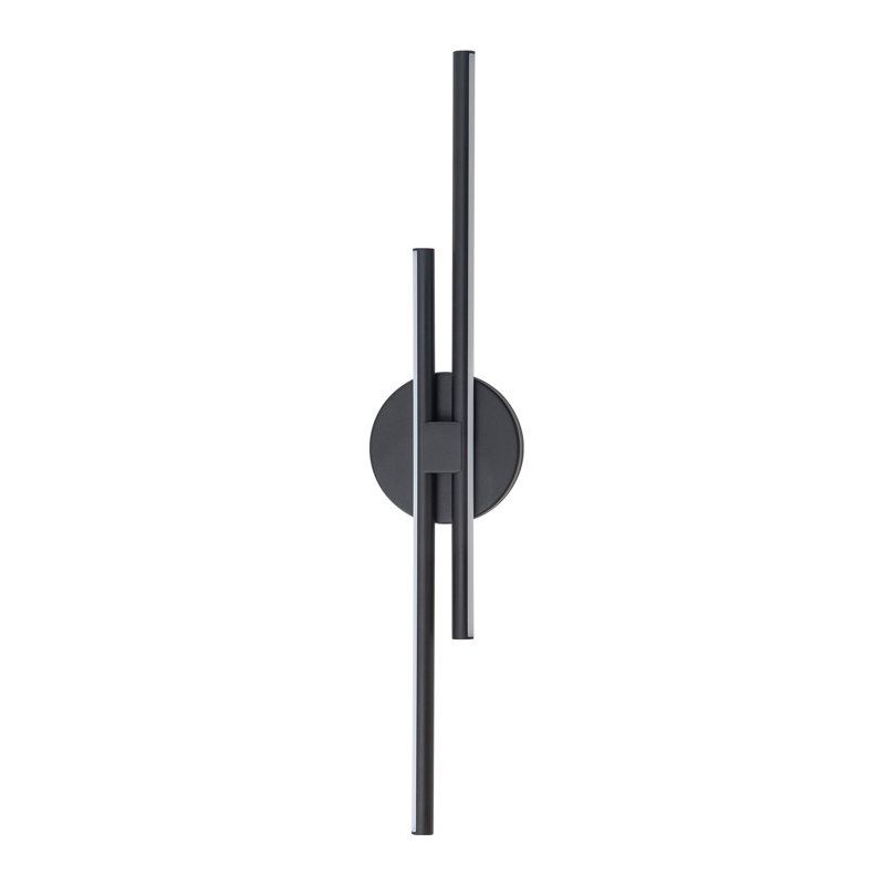 Applique murale à DEL 2 lumières Mokas, Noir mat, H 23,62 po x l 4,72 po x P 2,35 po