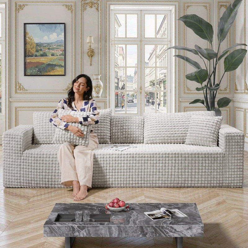 3 Seater Corduroy Sofa, Beige