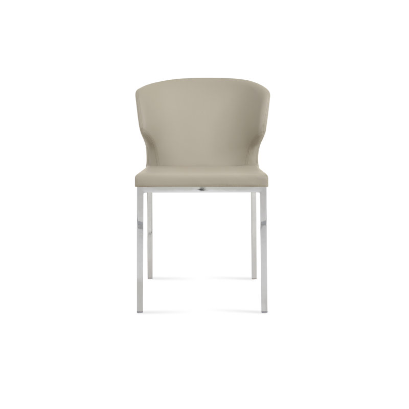 Chaise d'appoint rembourrée Amed, Gris clair, Chrome