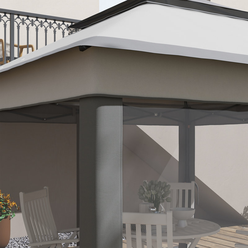 Brynja 3.5m W x 3.5m D Steel Patio Gazebo, Grey