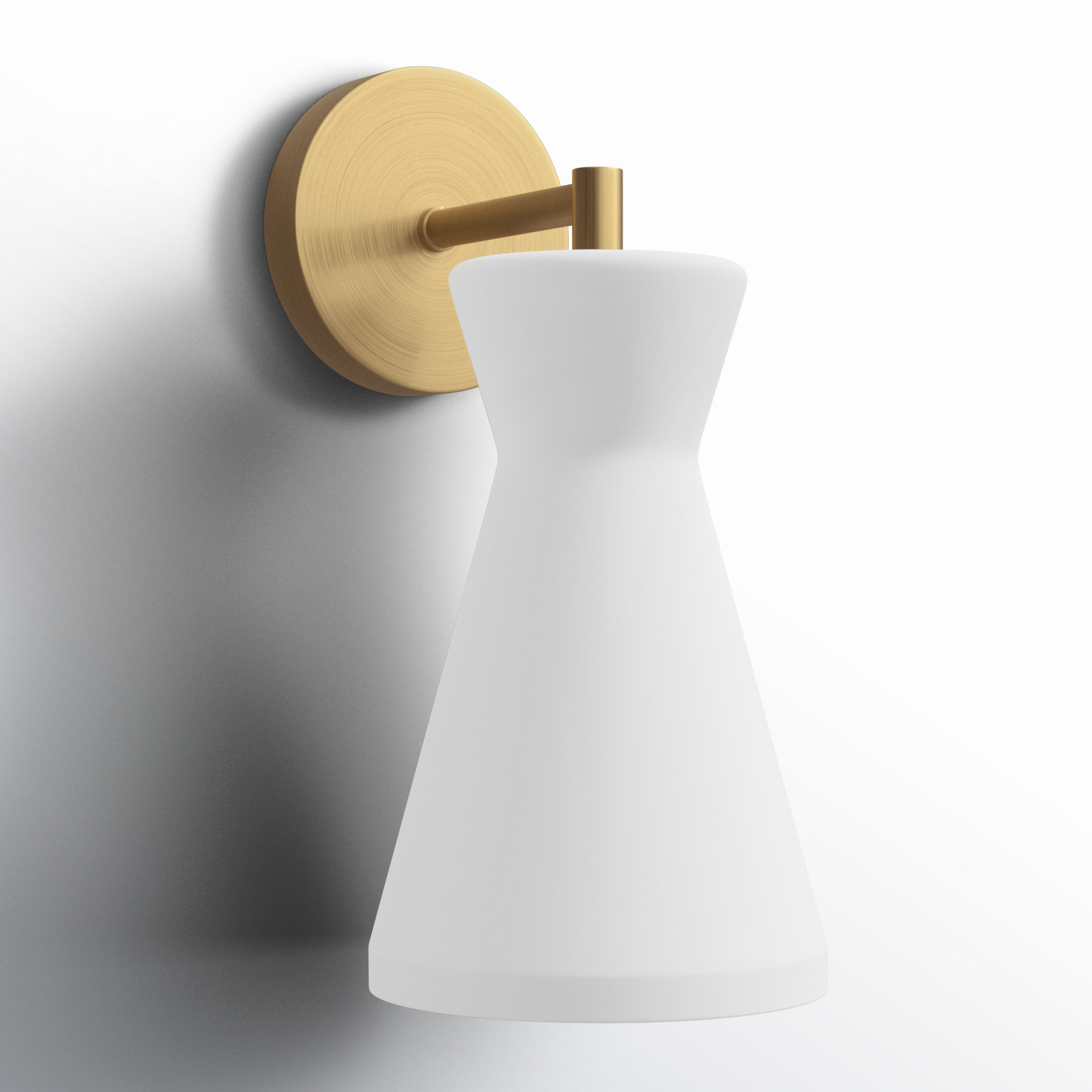 Langford Single Light Glass Steel Dimmable Armed Sconce, Aged Gold