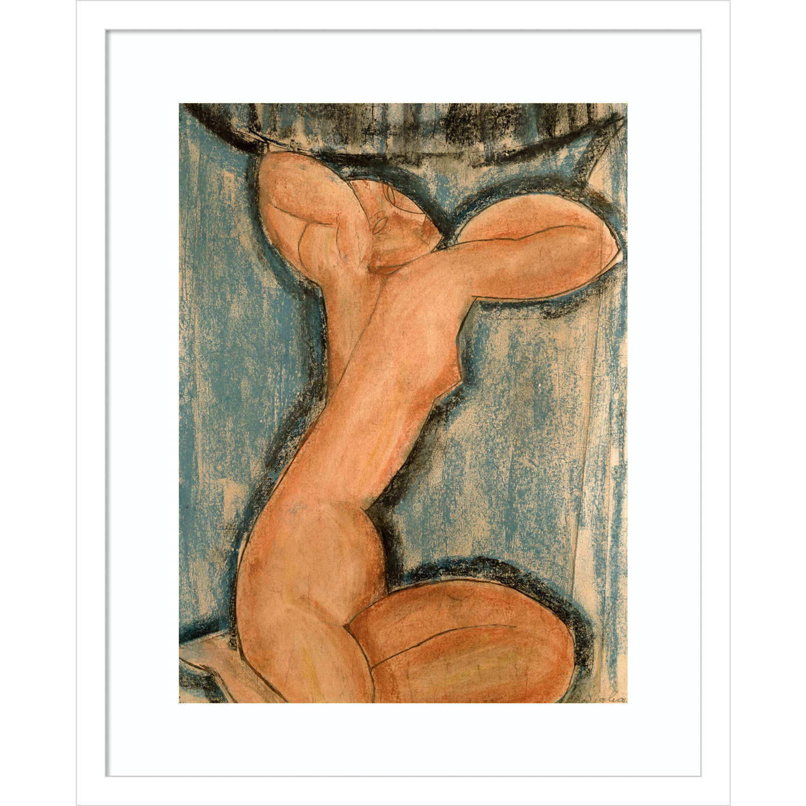 Caryatid by Amedeo Modigliani Wood Framed Wall Art Print, White, 21" H x 17" W