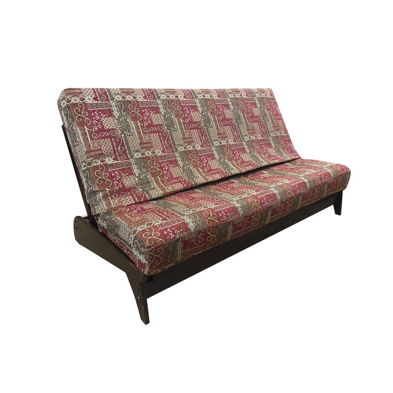 Housse de futon texturée Cynthia, H 54 po x l 75 po x P 6 po, Mélange de polyester brun / rouge / vert