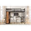 Queen Size Loft Bed Frame With Built-In Wardrobe, Metal Loft Bed With Desk And Storage Shelves-1860117841