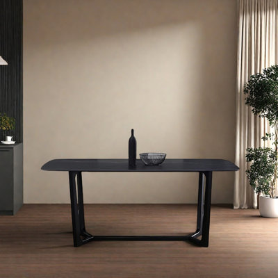 Durable Rock Slab Ash Rectangular Dining Table
