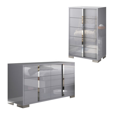 Dulane High-Gloss 2-Piece Bedroom Set