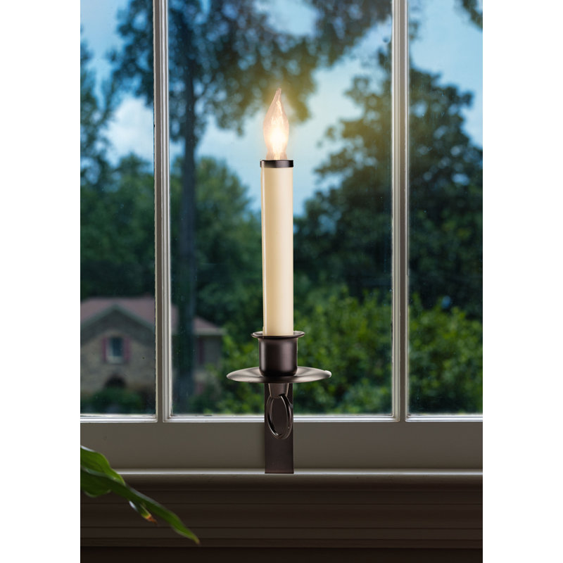Unscented Flameless Candle with Metal Holder, Ivory/Black