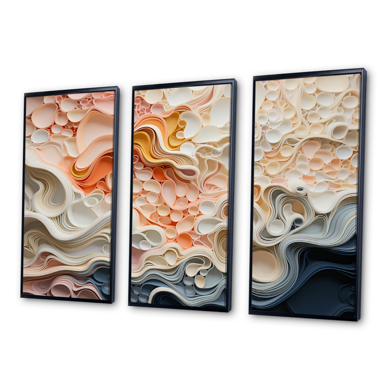 Ensemble abstrait d'art mural, décoration murale moderne - composition abstraite harmonie, H 28 po x l 36 po x P 1 po