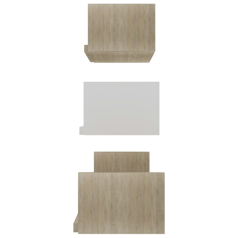 Shelf Set of 3 White Engineered Wood Large Medium Small Floating Storage Shelves, Gray