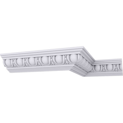 Endurathane Egg & Dart Crown Moulding, 2 1/4"H x 2 1/2"P x 4"F x 94 1/2"L, Factory Primed