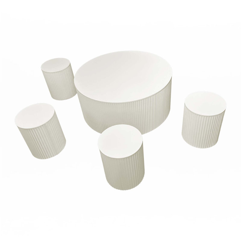 Tables basses Wave Stripe, ensemble de 5, Beige
